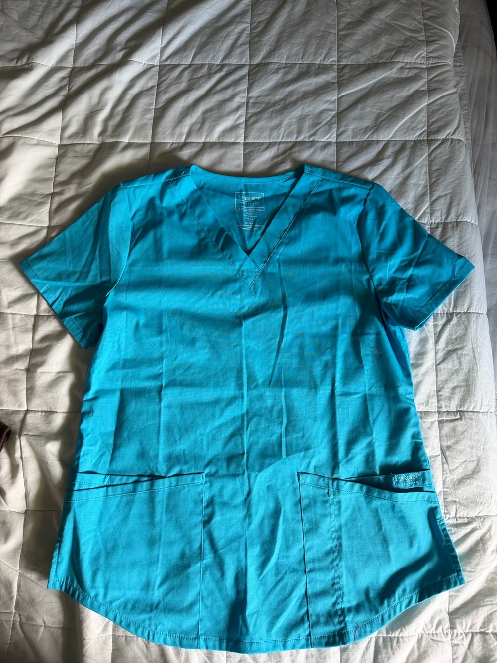 Cherokee Women’s V-Neck Scrub Top in Teal Blue